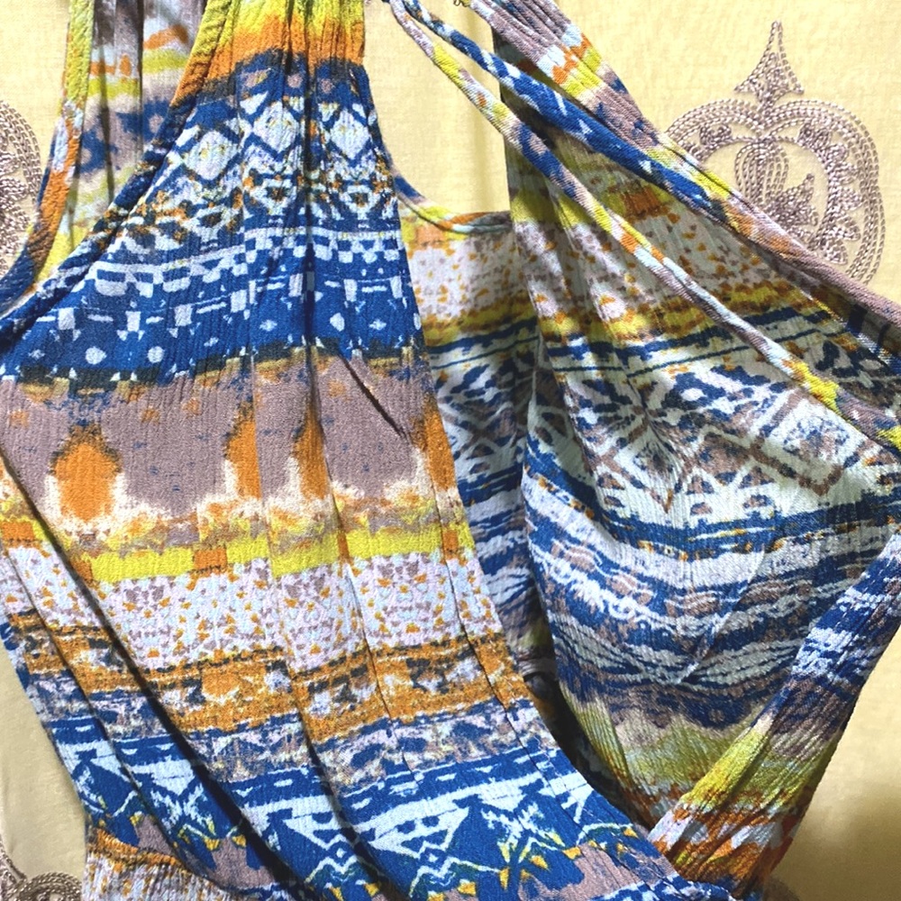 Aztec Print Multi-Color Halter Drawstring Romper … - image 8